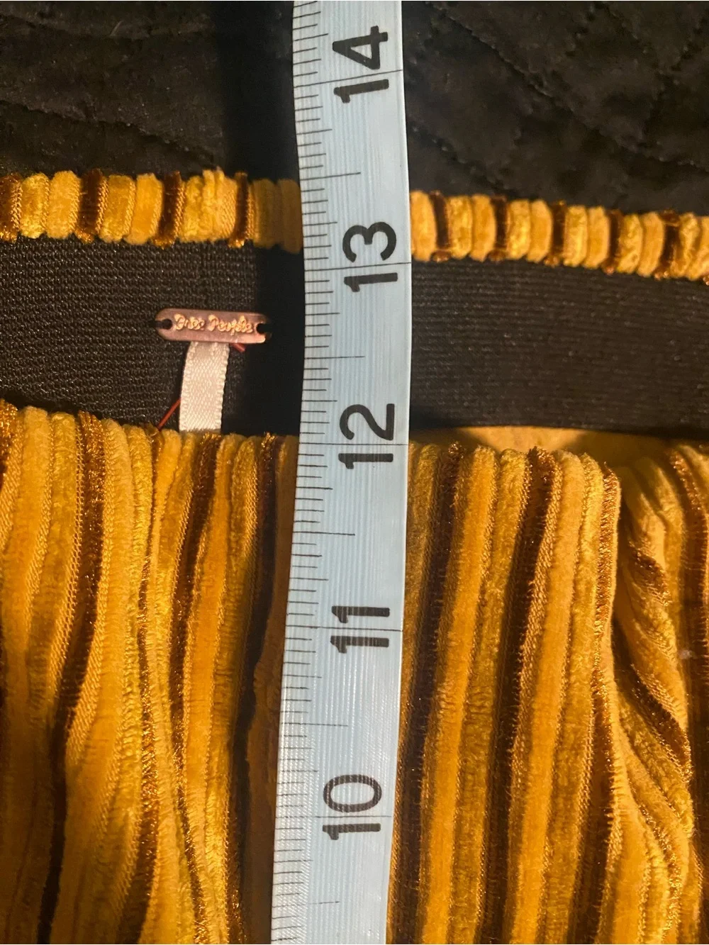 Free People Penny Pull-On Velvet Flared Pants Gold Ribbed Boho Retro Size M - Picture 12 of 13